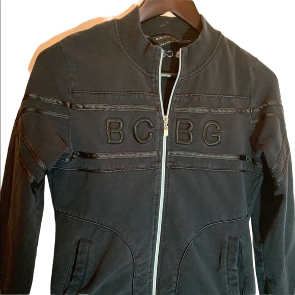 BCBGMaxAzria Black Full Zip Up Logo Jacket Size M - Picture 8 of 8